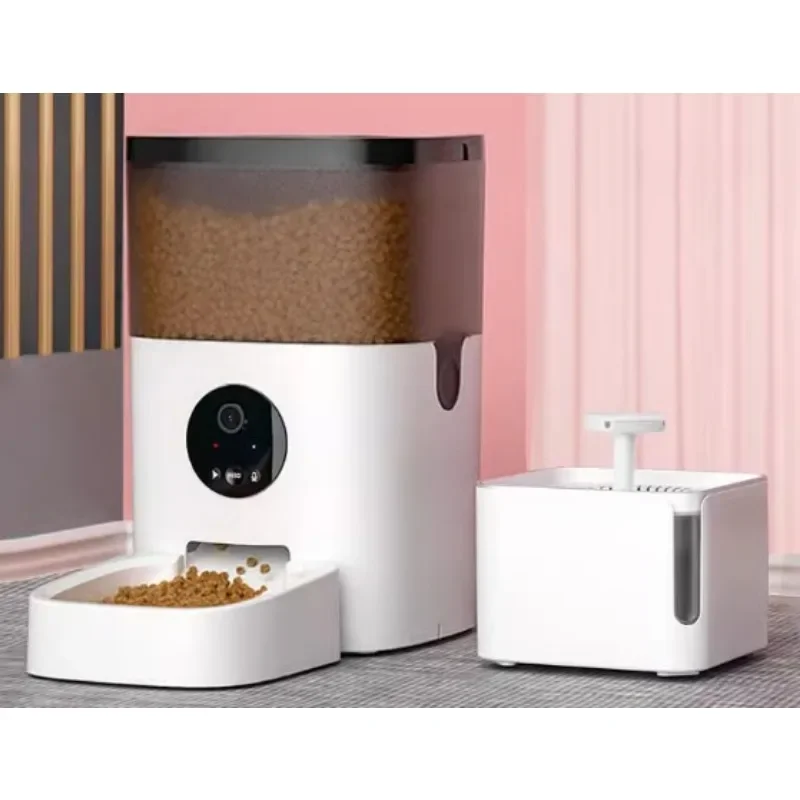 Pet Cat Automatic Pet Feeder Timing Quantitative Intelligent Feeder Pet Cat Food Basin Drinking Water