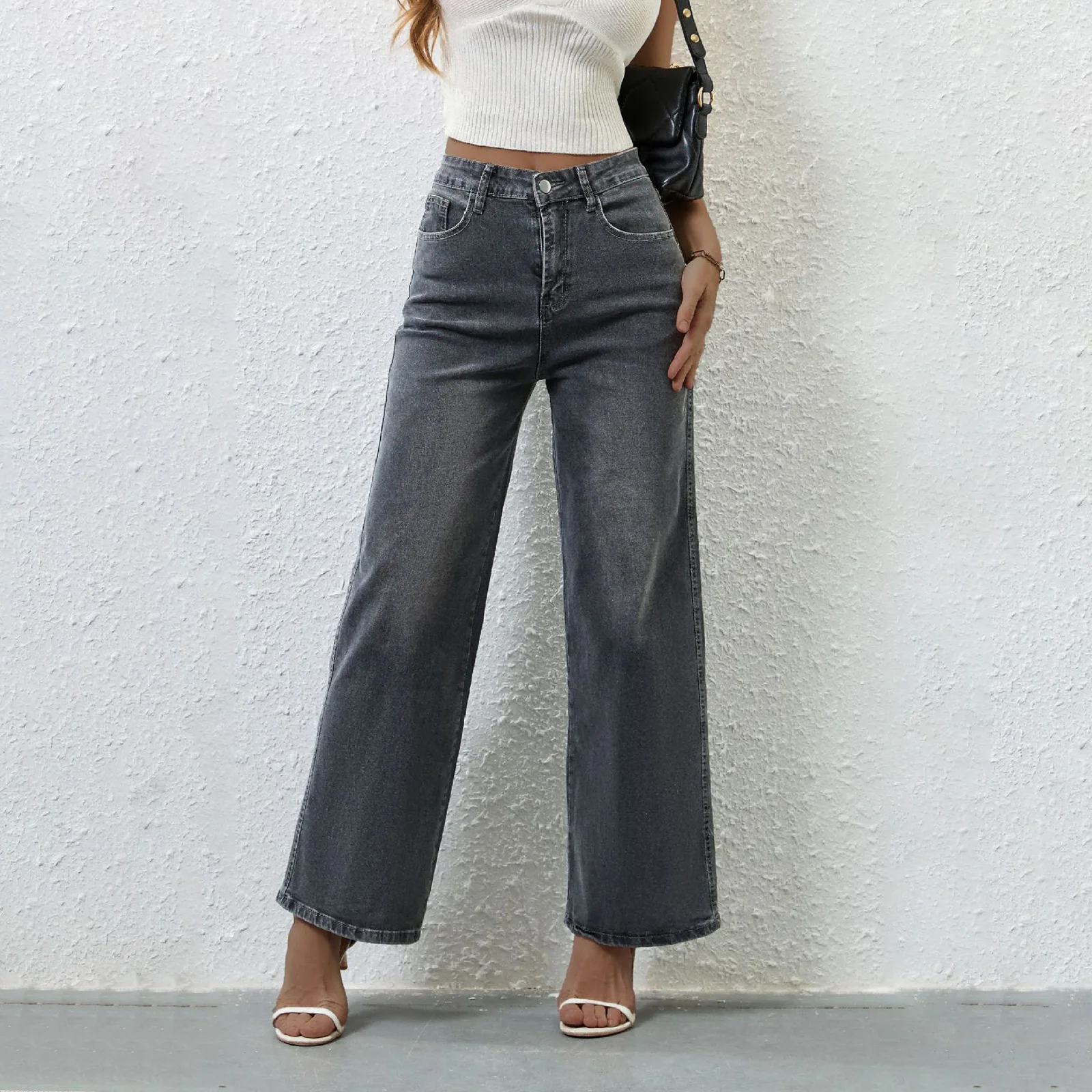 

2025 Womens Straight Leg Jeans High Rise Denim Pants Casual Long Trousers for Outdoor Office