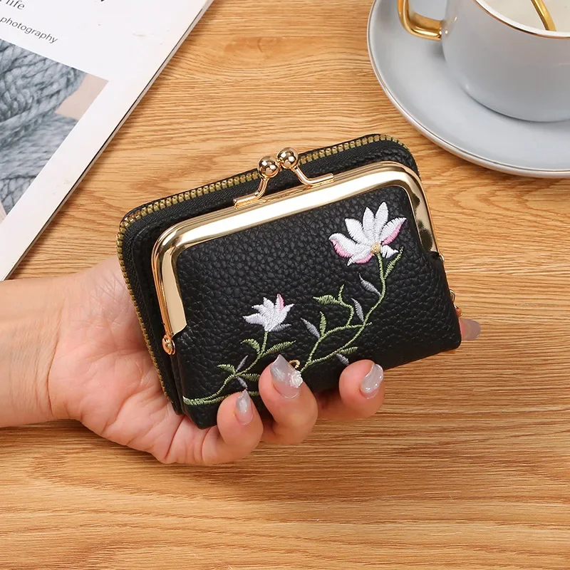 Frauen Blumen Brieftaschen kurze Hasp Geldbörsen tragbare abnehmbare Geld tasche große Kapazität Pu Leder Visitenkarte halter Großhandel