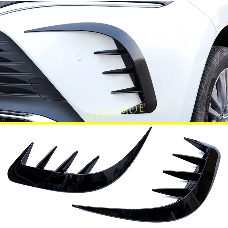 For 2021 2022 2023 2024 Toyota Venza Harrier Glossy Black Car Front Bumper Air Vent Blade Bezel Cover Trims