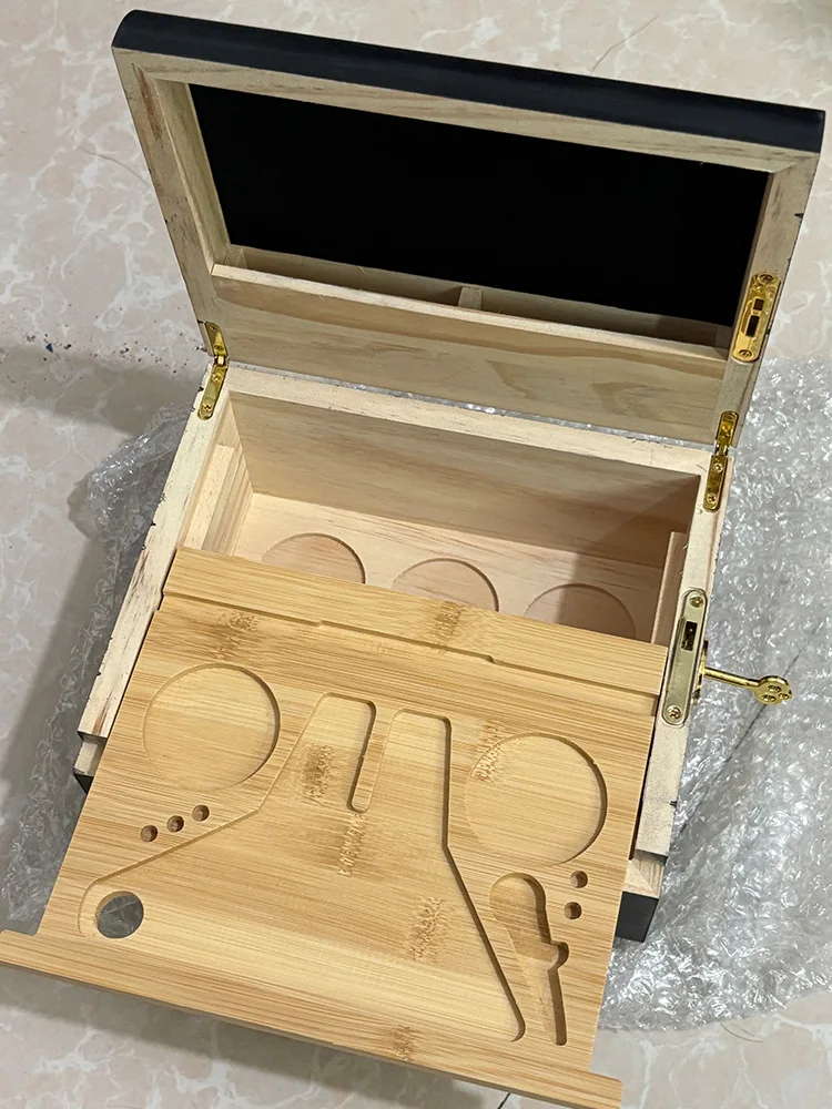 wooden-stash-box-smoking-accessory-rolling-tray-brush-tube-box-wood-storage-lock-organizer-herb-smoking-5pccs