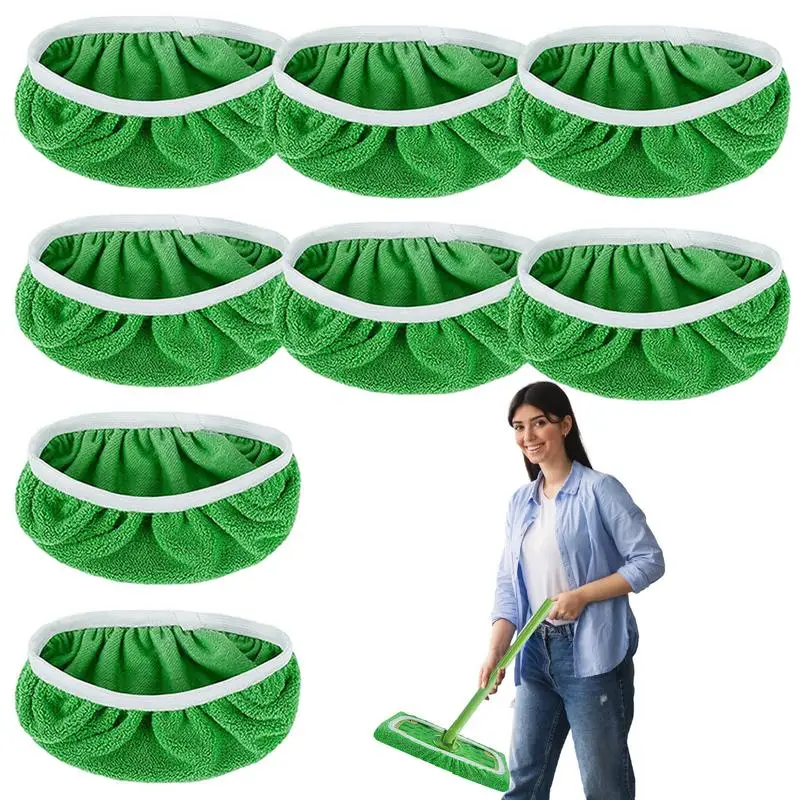 Reusable 8 Pack Wet And Dry Use Flat Mop Cover Household Floor Cleaning Pads Replacement Mop Kitchen Living Room Cleaning Tools