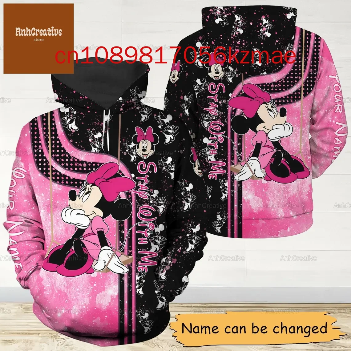 Minnie Mouse Hoodie Women\'s Hoodie Set Mickey Yoga Pants Sweatpants Women\'s Disney Yoga Hoodie Leggings Fashion Tracksuit