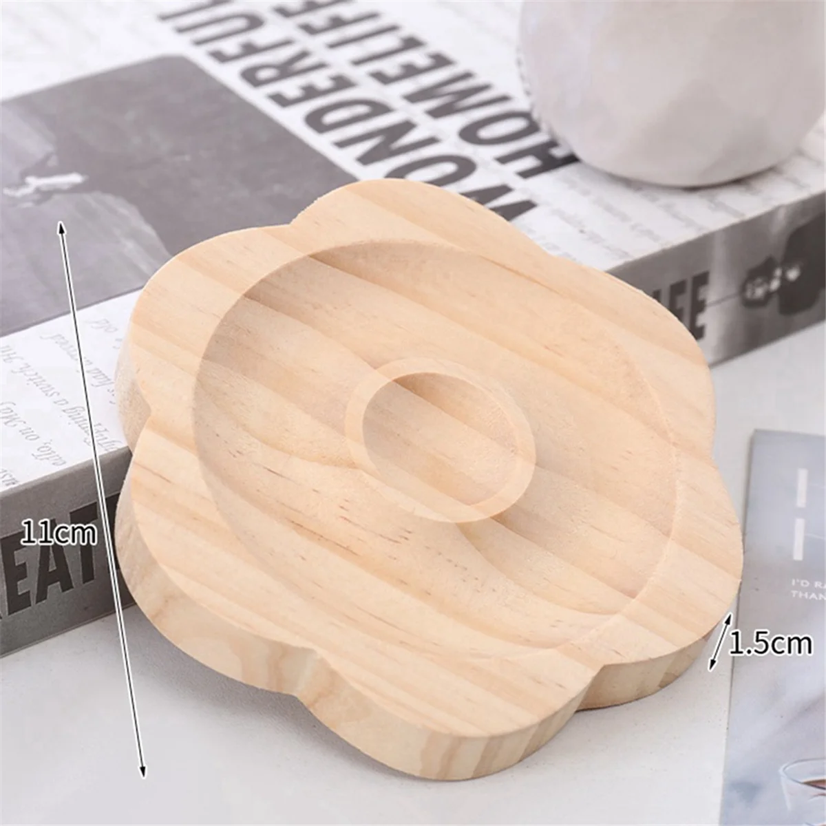 N18R 6-Piece Wooden Bead Display Tray for Bracelets and Accessories Showcase