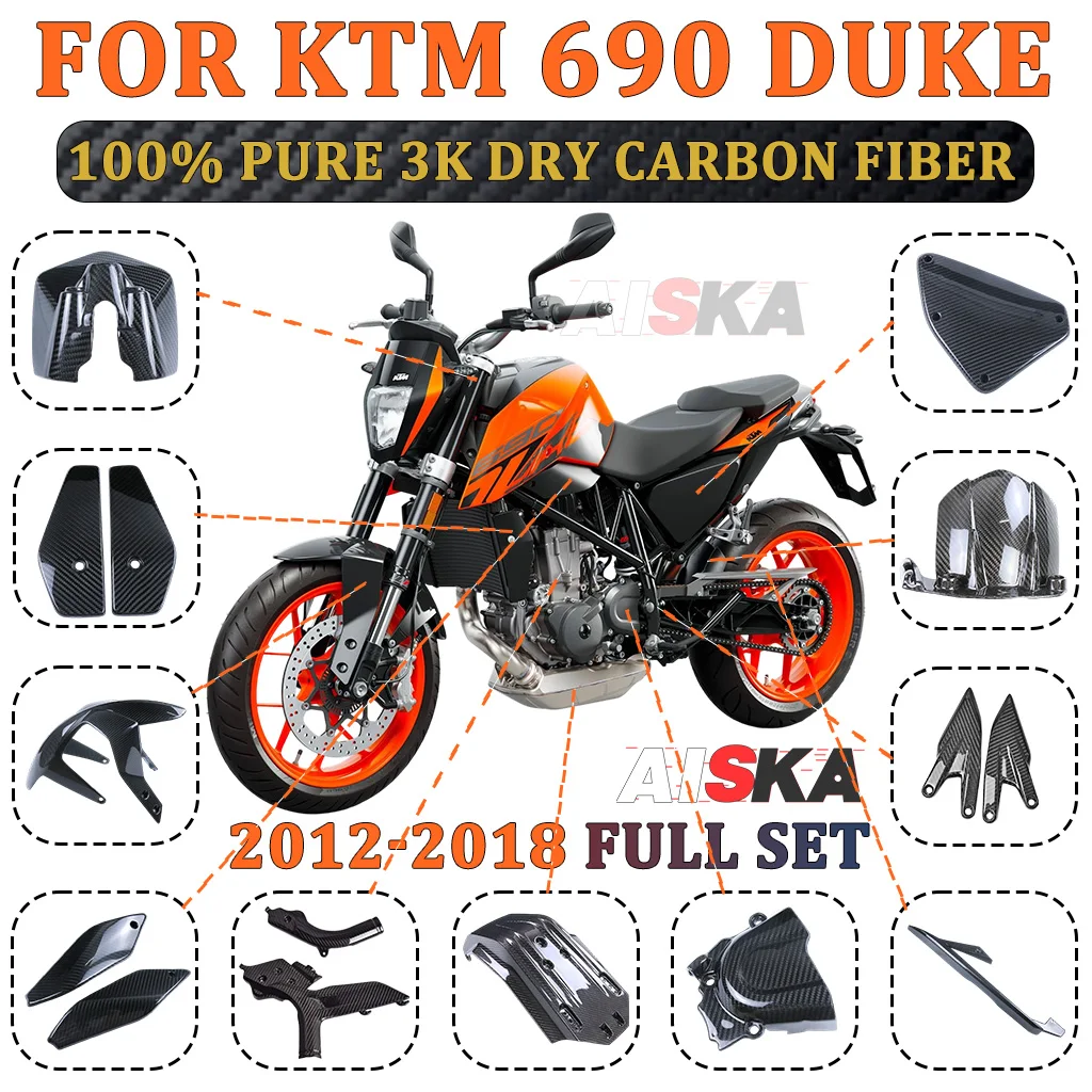 Für KTM 690 Duke 2012–2018 100 % Kohlefaser Motorrad Kotflügel Fersenschutz Kette Bauch Pan Seite Verkleidung Abdeckung Panel Zubehör