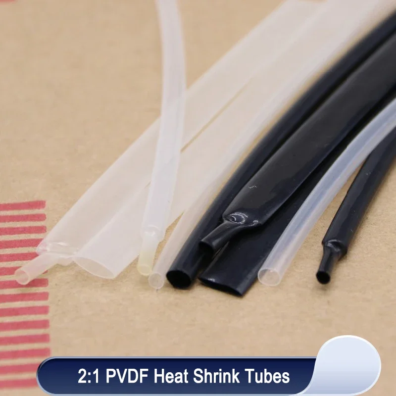 

PVDF Heat Shrink Tubing ID 0.8 1.2 1.6 2.4 3.2 6.4 8 9.5 12.7 15.4 19.1 25.4mm 2:1 Semi-hard 600V High Temperature Cable Sleeve