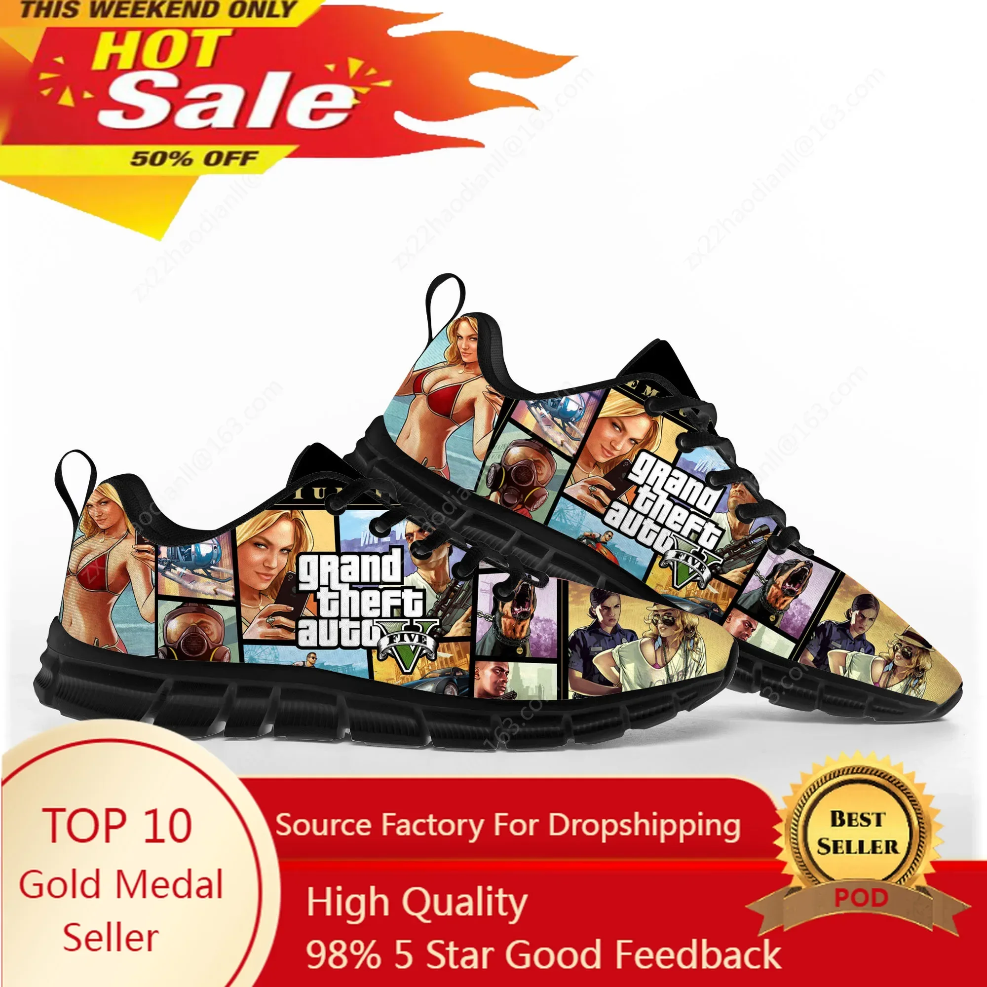 

Anime Cartoon Grand Theft Auto GTA V 5 Sports Shoes Mens Womens Teenager Kid Sneakers Casual Custom Quality Couple Shoe