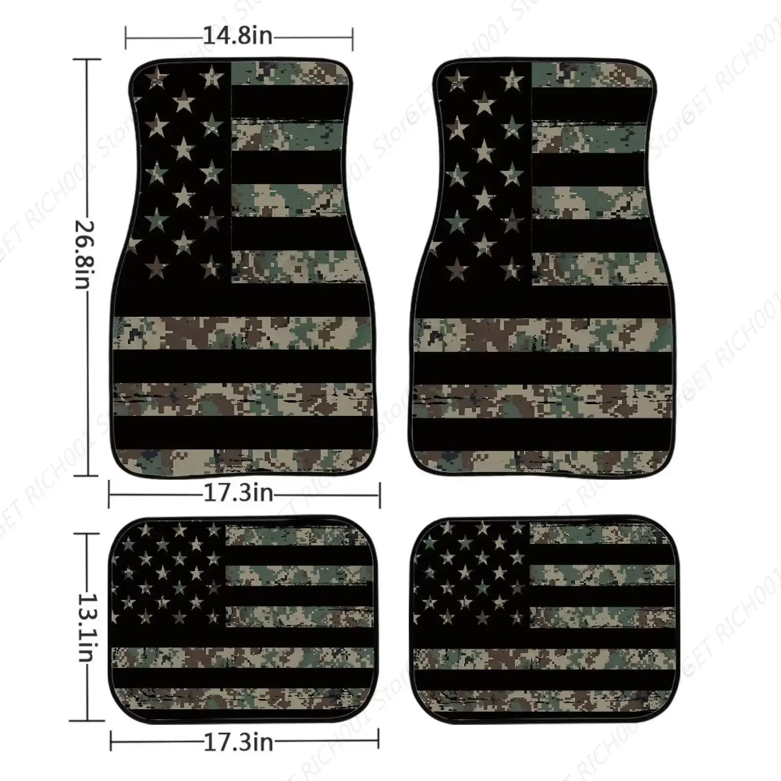 سجادات أرضية سيارة على شكل حصان بعلم أمريكي، سجادة أرضية مطاطية مضادة للانزلاق، جميع الأحوال الجوية، حماية أرضية شديدة التحمل