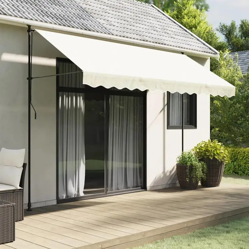 Markisen-Lamellen 3,5 m mit cremefarbenen Streifen, eleganter Dekorationselement für den Terrassenbereich