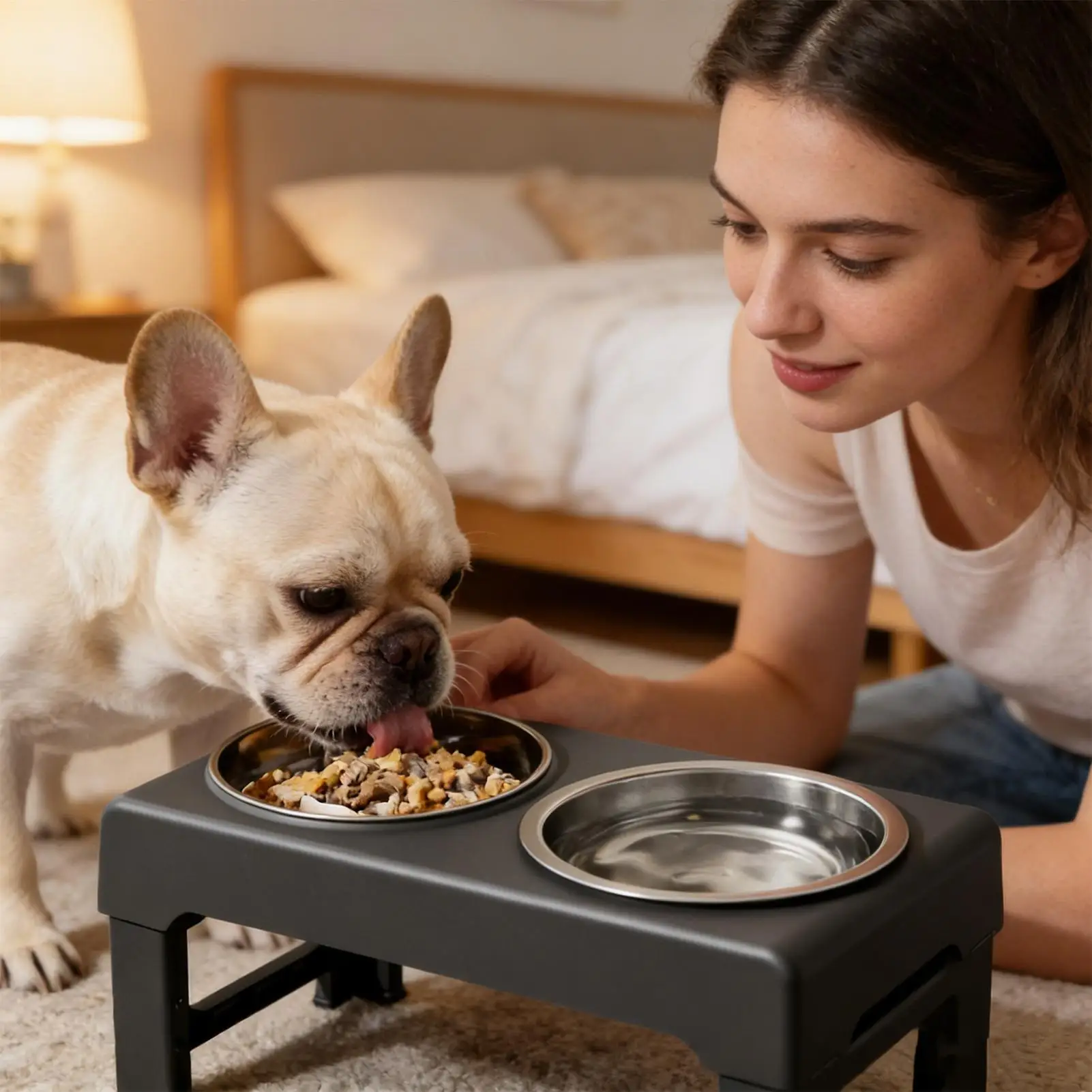 

Двойная миска для кошек с регулируемой высотой (3 уровня), большая емкость, для собак, для дома, улицы, кухни