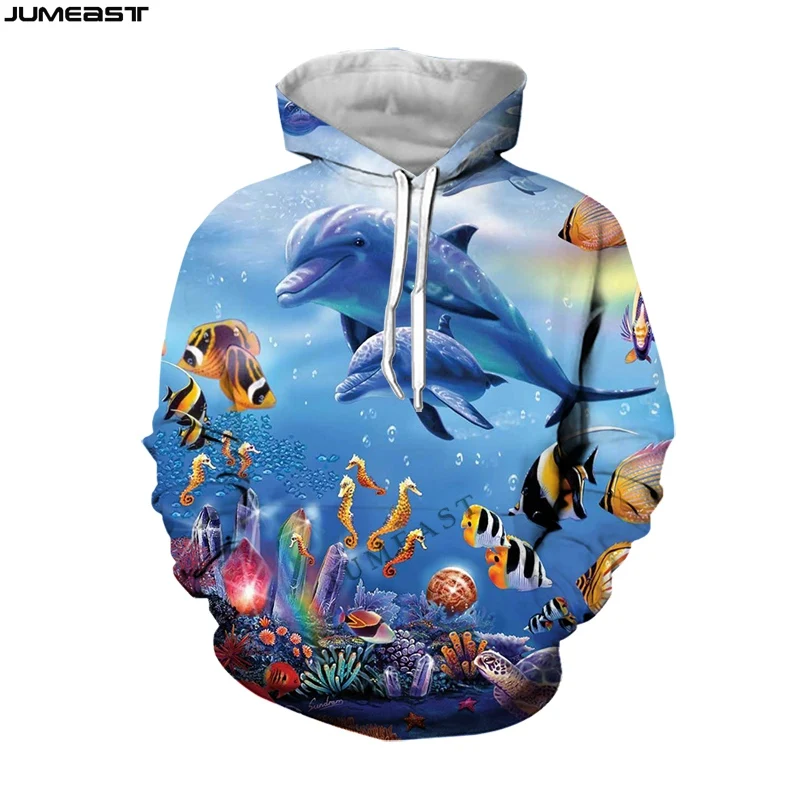 

Jumeast Men's Hoodies Sea Animals Dolphin Women's Sweatshirt 3D Oversized Coat Streetwear Tracksuit Funny Spring Autumn Pullover