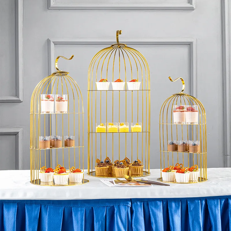 Buffet Dessert Desk Birdcage Display Rack 3rd Floor Afternoon Tea Cake Dim Sum Rack Tea Break