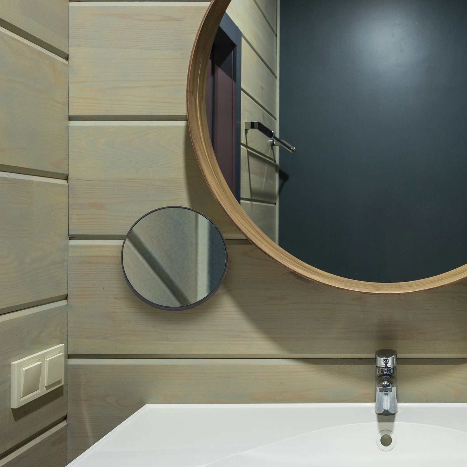 

8 .8cm Suction Cup Vanity Mirror Compact Magnifying Black Magnifing Mirrors with Magnification Miss Bathroom