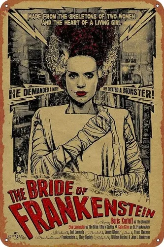 Bride of Frankenstein Vintage Tin Logo Movie Poster Metal Logo Wall Decoration