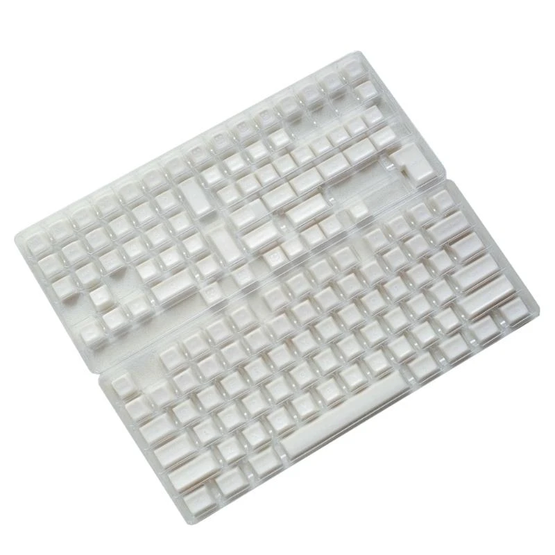 

142 Keycaps Double Shot White Jade Like Keycap for Mechanical Keyboards Keycaps