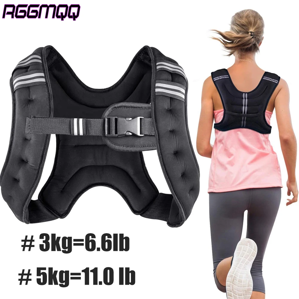 

1PCS Adjustable Weighted Vest for Men Women – 3kg/6.6LB & 5kg/11LB Strength Training Vest with Reflective Stripe for Running,Gym