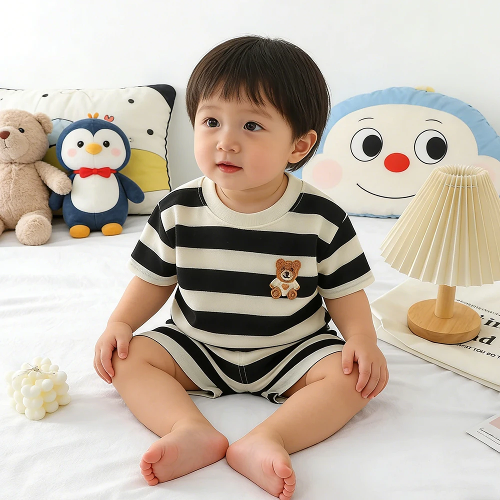 2026 Neue Kinderkleidung Kindersets Jungen Mädchen T-Shirt Shorts Sommer Baumwolle Kurzarm Baby Kinderkleidung Kleinkind Anzug