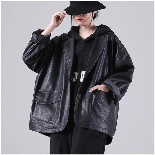 

2024 Woman Traf None Quilted Pvc Junior Casual Faux Leather Faux Fur Coat Genuine