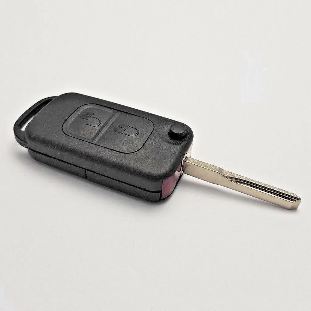 2 Knop Flip Remote Key Case Hu64 Blade Fob Voor Een C E S W168 W202