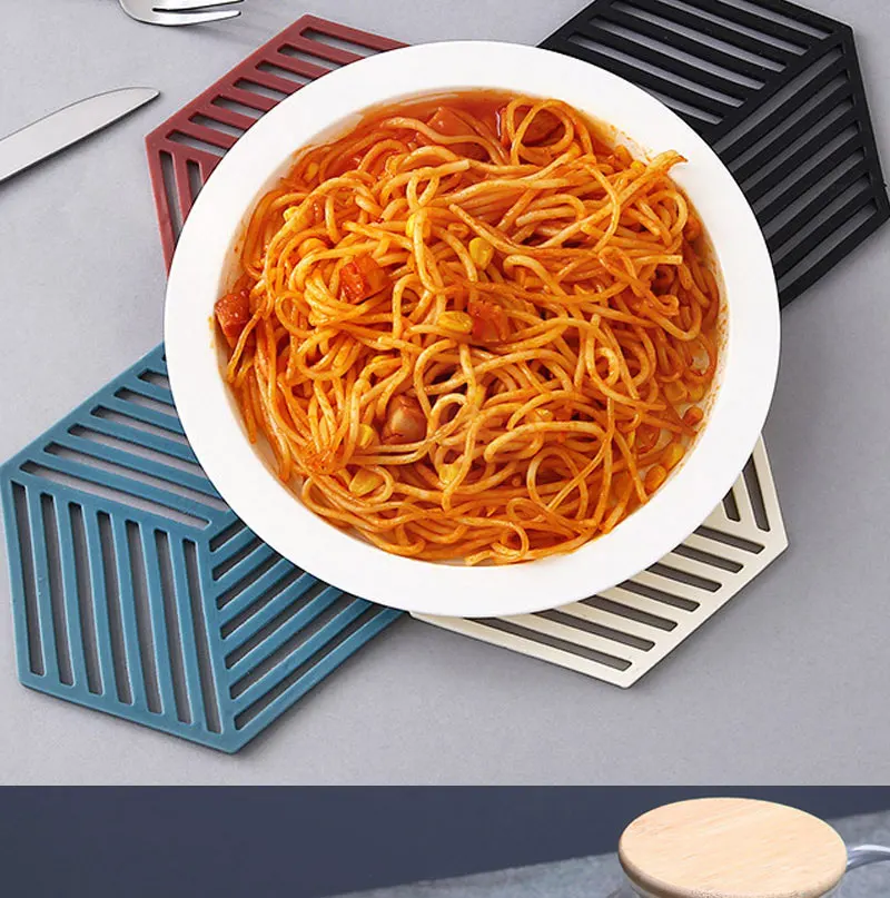 Hohl Solide Anti Slip Isolierung Silikon Matte Untersetzer Lebensmittel Grade Material Tischset Tisch Hexagon Tasse Matte Haushalt – Detail 7