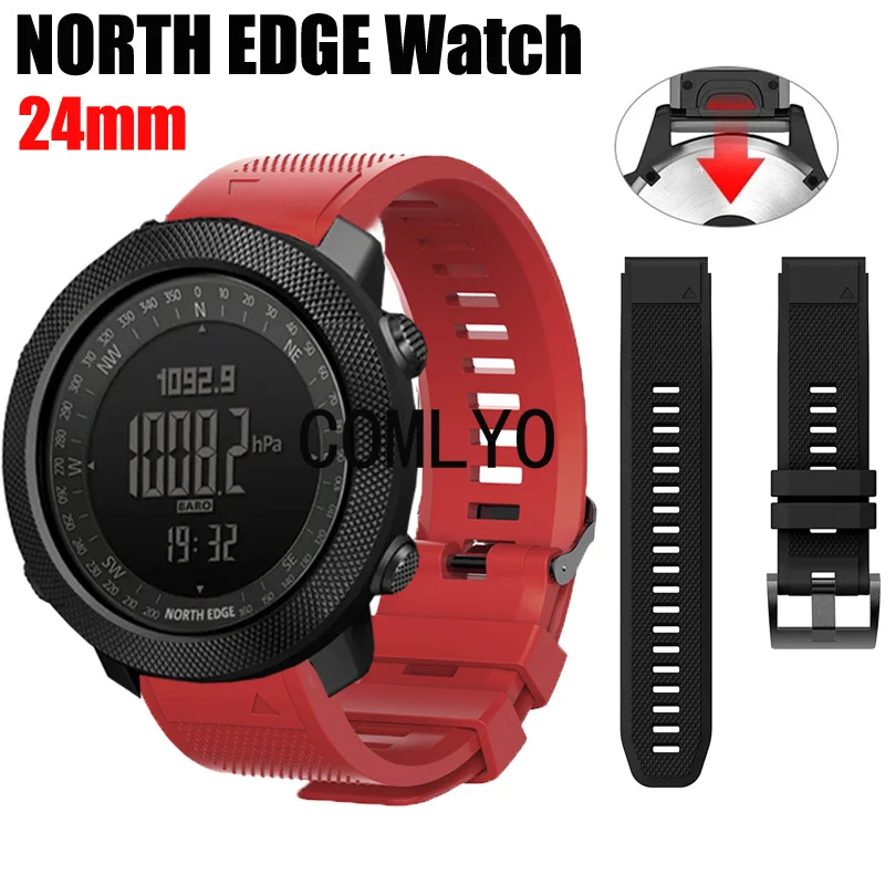 New For NORTH EDGE ALPS APACHE 3 50MM EVOQUE 2 Strap Watch Quick Release Silicone Soft Bracelet Bands Women Men Outdoor Belt