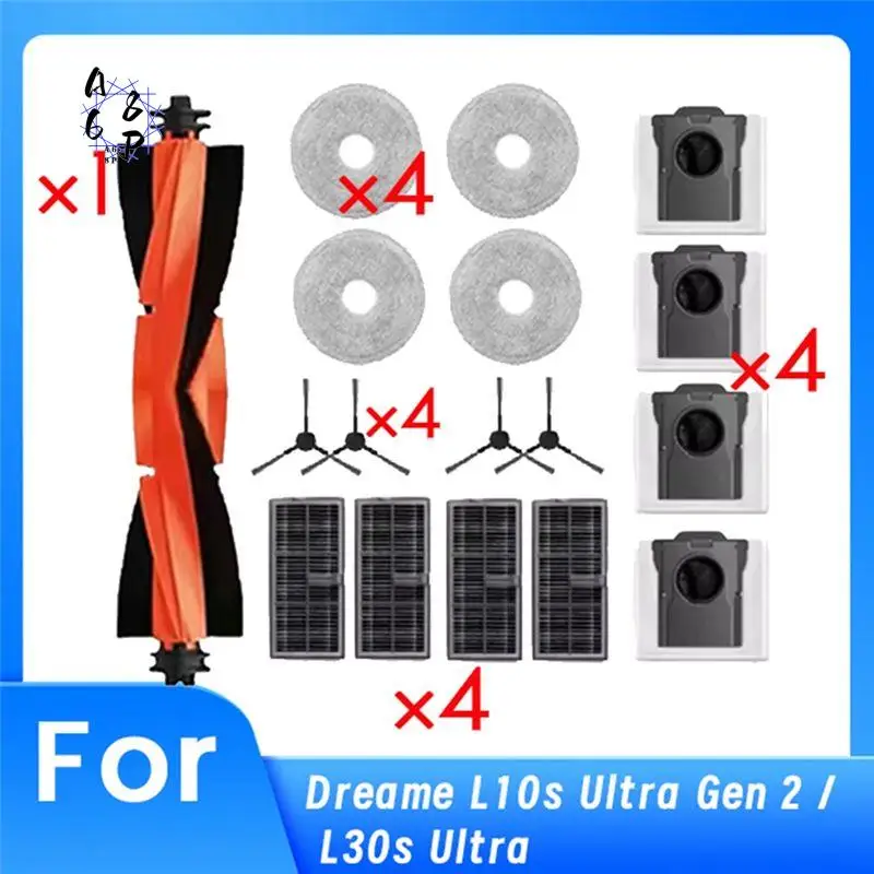 

A68P-17 шт. для Dreame L10s Ultra Gen 2/L30s Ultra, аксессуары для пылесоса, основная боковая щетка, фильтр для швабры, мешки для пыли