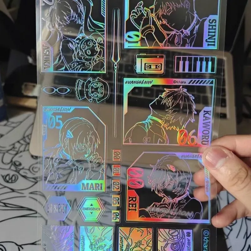 Neon Niedliche Genesis Classic Evangelion Anime Peripherie Laser Holographische Aufkleber Süße Scrapbooking DIY Dekorative Sticker – Detail 3
