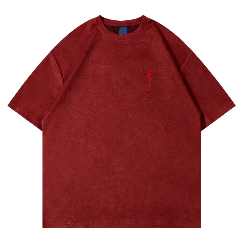 

American Vintage Mens T-shirts Y2k Streetwear Letter Embroidery Graphic Tops Tees Summer New Casual O-neck Short Sleeve T Shirts