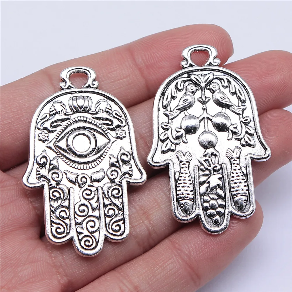 5pcs Big Fatima Hand Hamsa Palm Protection Pendant Charms For Necklace Keychain Making DIY Handmade Craft