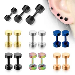 2Pcs Lovely Double-sided Round Cake Stud Earrings For Women/Man Stainless Steel Ear Cartilage Piercing Jewelry