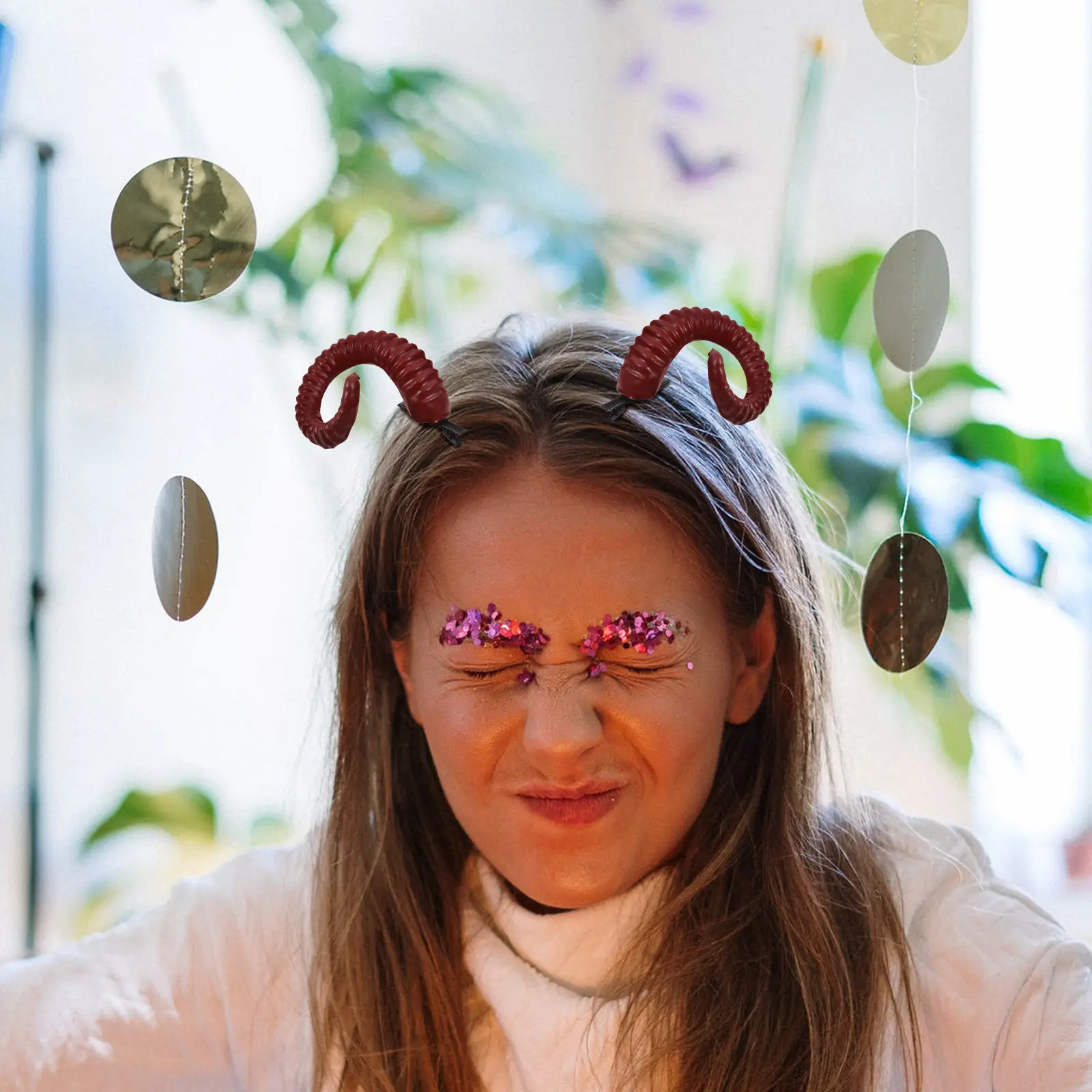 

1 Pair Devil Horn Hair Clips Halloween Sheep Horn Hair Accessories Cosplay Party Hairpins Devil Horns Hairpins