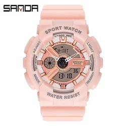 SANDA 292 Women's Electronic Watch Outdoor Multi-function Calendar Waterproof Chronograph Luminous Girls Fashion Digital Watches