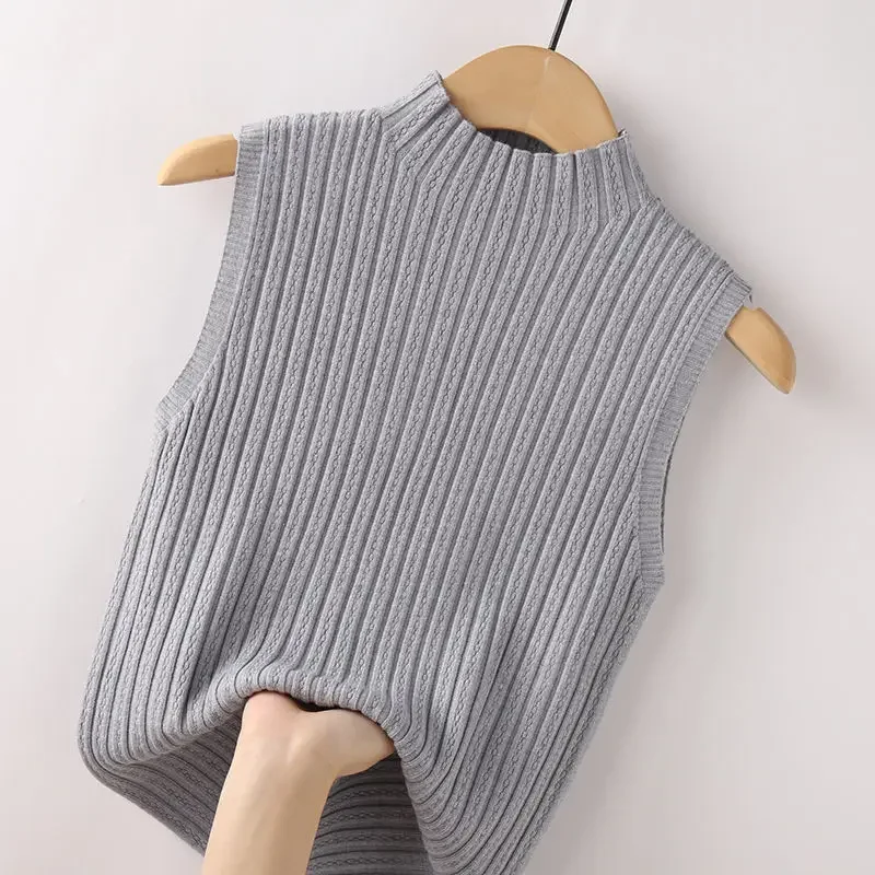 

Sweater Vests Women Summer Simple Solid Feminine Sleeveless Casual All-match Vintage Knitwear Elegant New Korean Style Trendy
