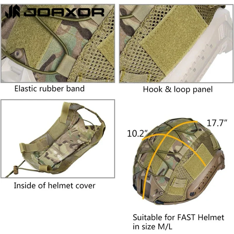 JOAXOR cubierta de casco táctico rápido, tela de camuflaje para caza, equipo de tiro, nailon 500D sin casco