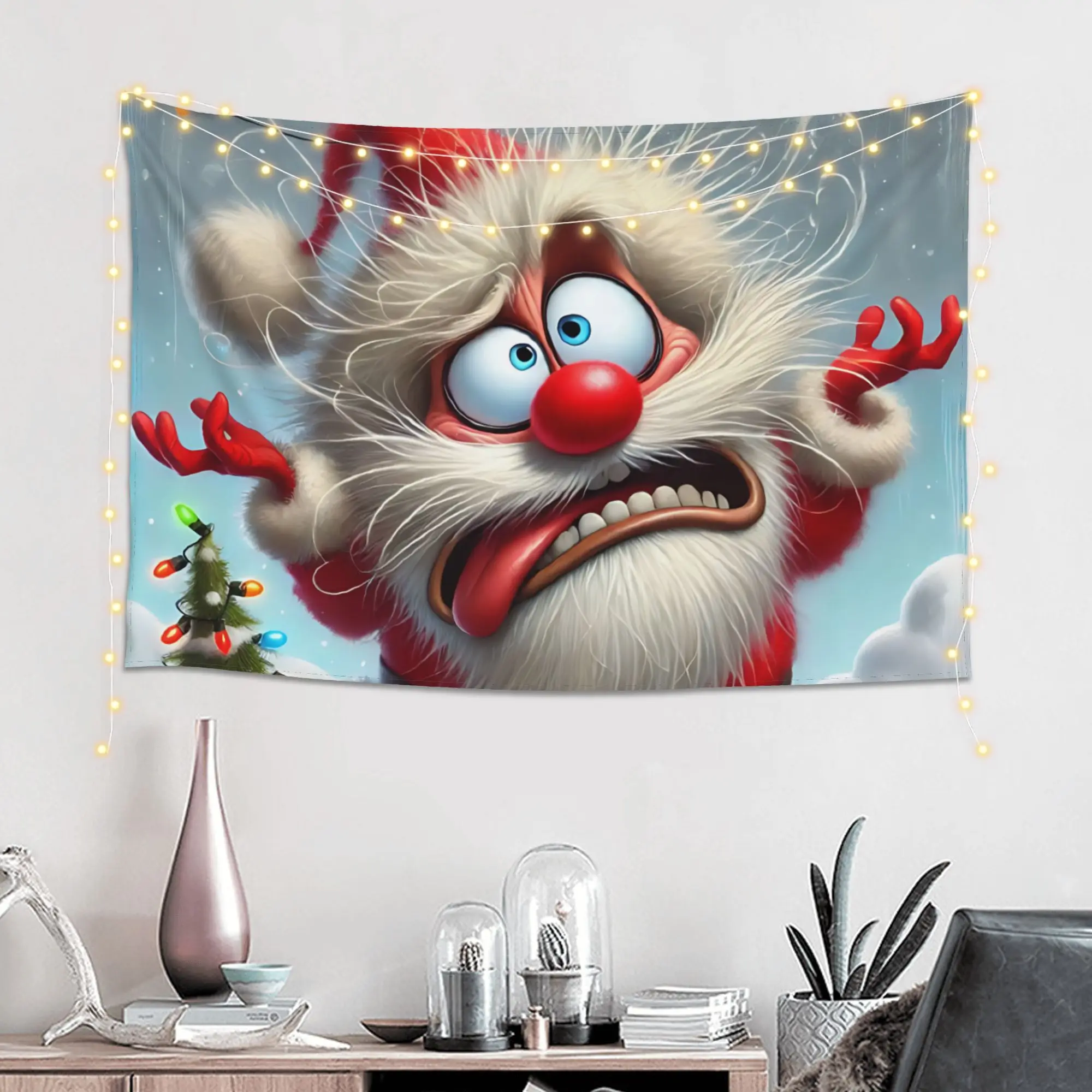 Angry Santa Claus Print Tapestry Room decoration  Home Decoration Tapestry Decor Accessories Cute Room Decor