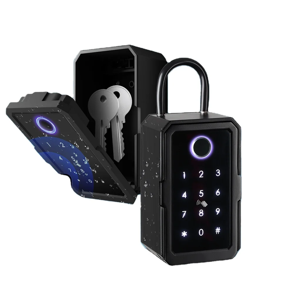 

Tuya Fingerprint Recognize Multiple Code Types Outside Wall Mounted Door Hanging Password Smart Key Lock box