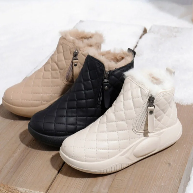 

Snow Boots Women'S Winter Waterproof Fur Platform Ankle Boots Ladies Thicken Cold Resistant Cotton Shoes Plush Warm Short Boots