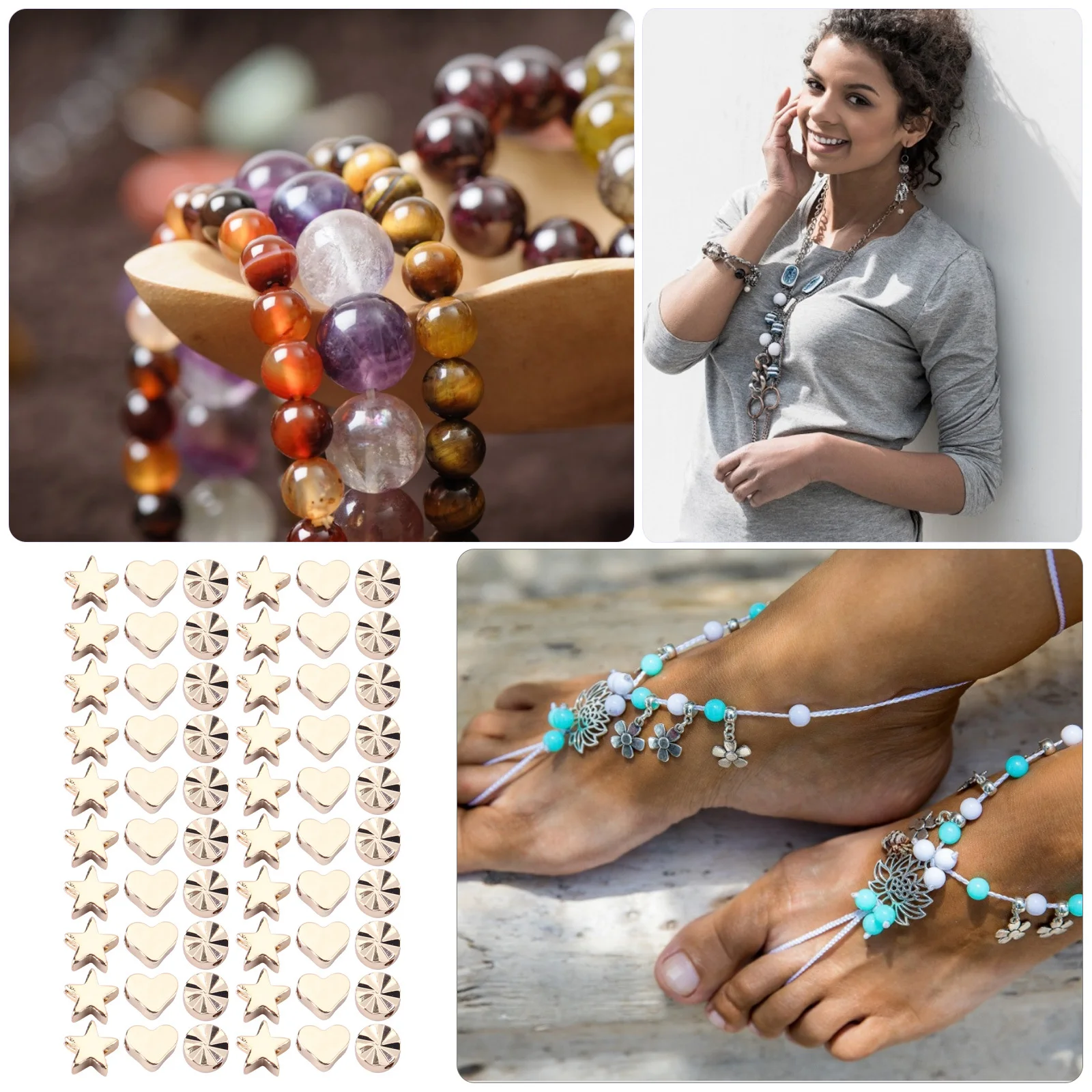 

90Pcs Shape Beads DIY Jewelry Making Accessories for Bracelets Necklaces Safe Durable Easy to Use