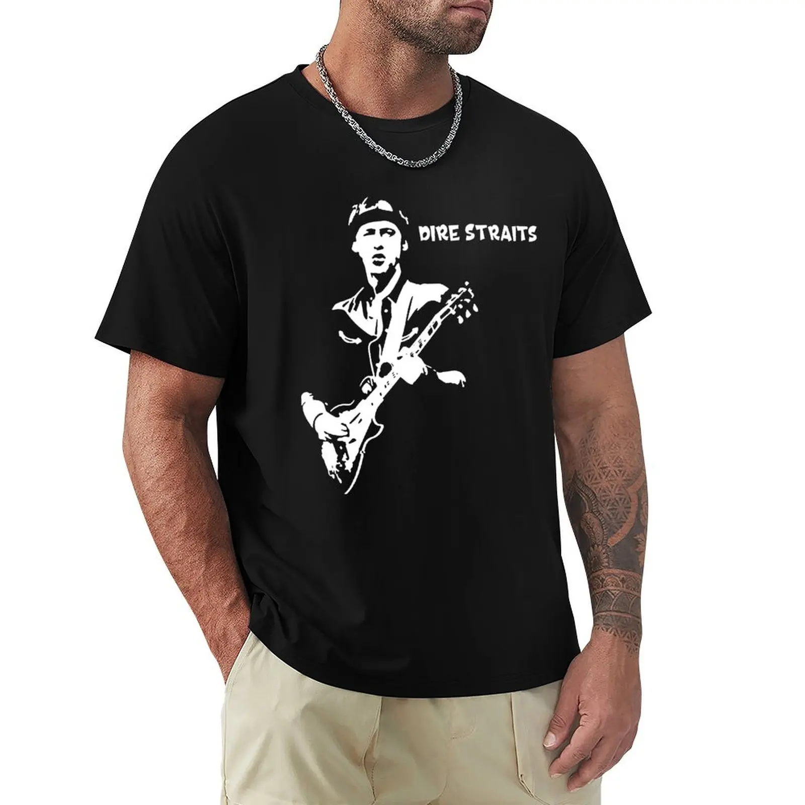 Mark Knopfler Dire Straits Vintage T-Shirt Anti-Fade Casual Tee Shirt