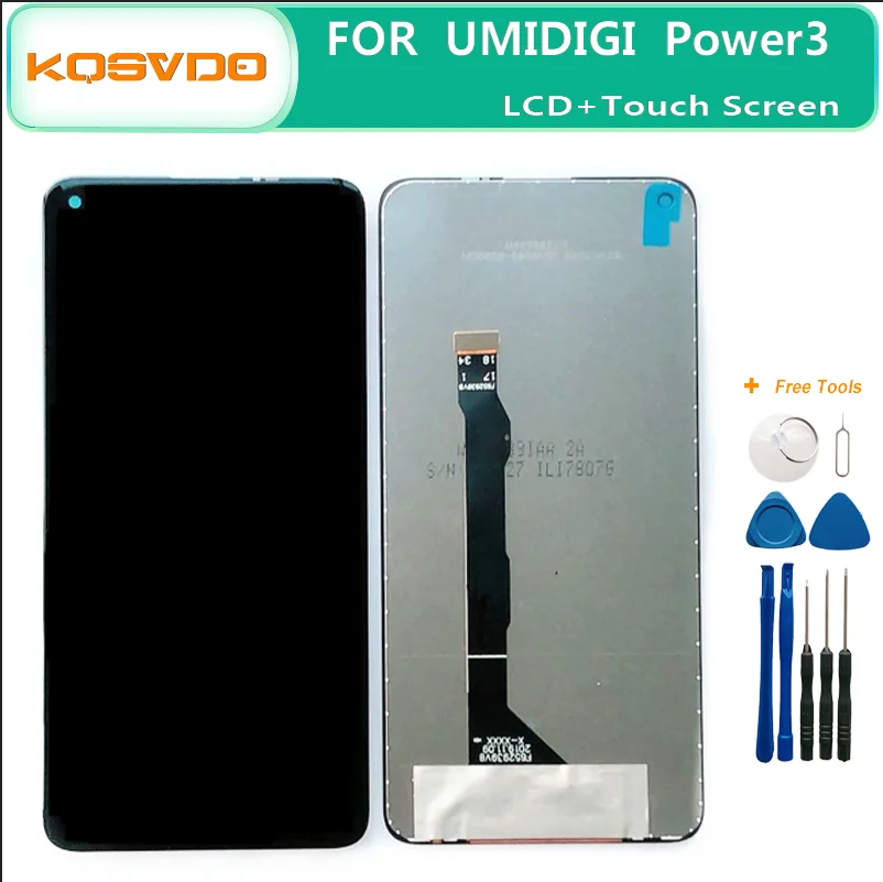 6.53 "untuk UMIDIGI POWER3 Tampilan LCD & Layar Sentuh Sensor Digitizer Pengganti 100% Karya Asli untuk Umidigi Power 3 Tampilan