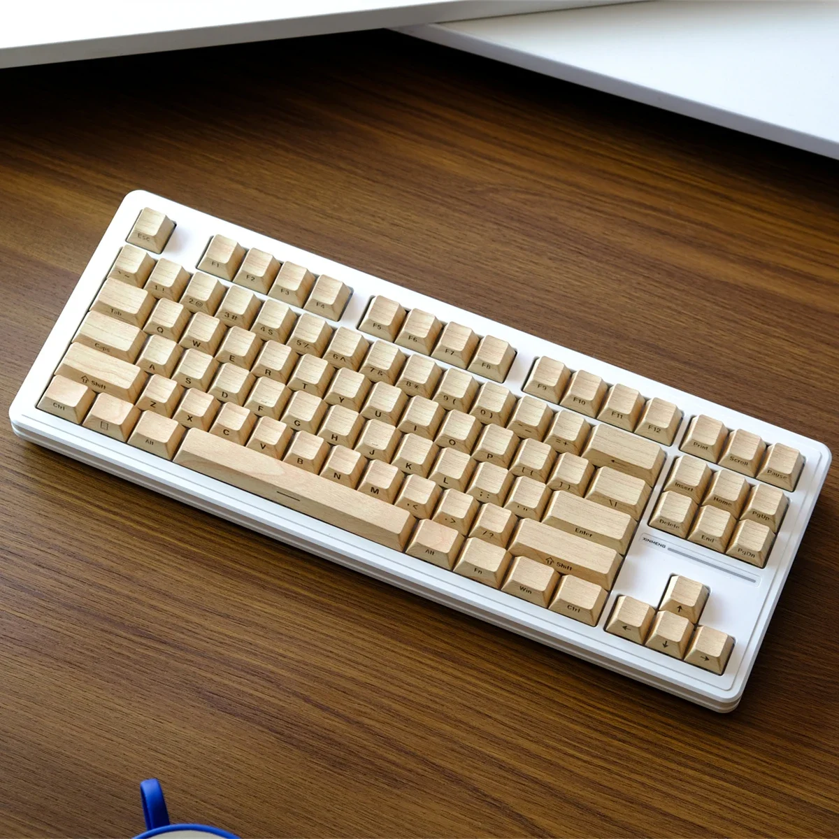 Wood grain side engraved transparent keycap PBT original height, thermal sublimation, mechanical keyboard cap