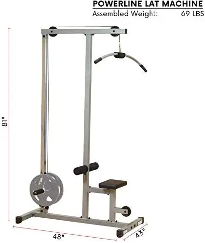 Powerline by (PLM180X) LAT Pull Down Machine - Home Gym with High & Low Pulleys, Heavy Gauge Steel Construction, Includes LAT an