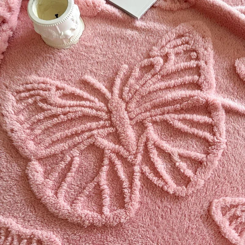 Flannel Taft Office Nap Blanket Butterfly style Dish Coral Fleece Blanket Solid color multifunctional leisure blanket