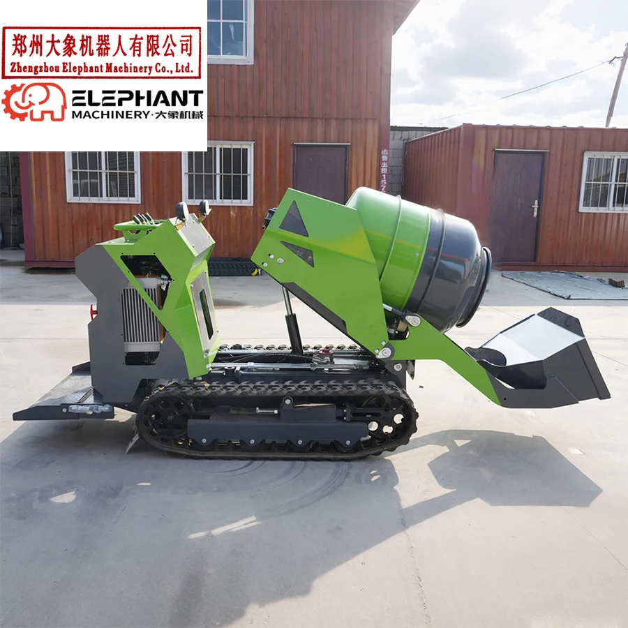 Customized Mini Concrete Mixer Dumper 0.2cube Crawler Type Mixing Tanker Construction Auto-feeding Mobile Concrete Mixer