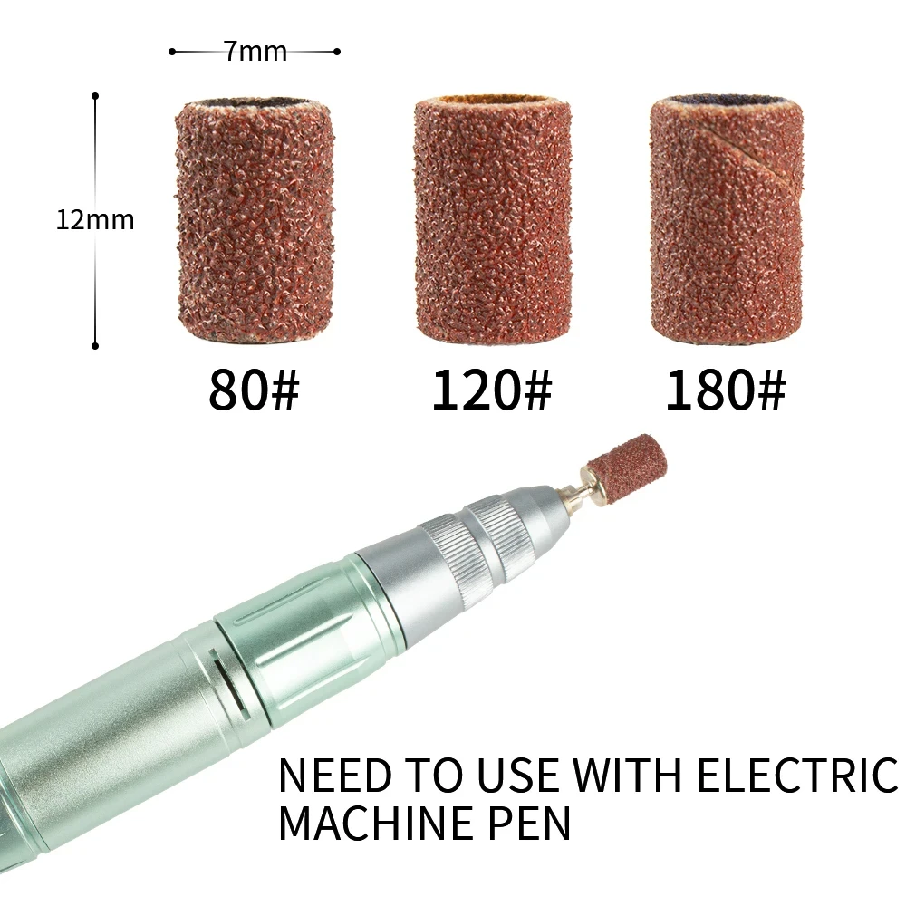 100pcs Nail Drill Bits Sanding Bands for Nail Drill File Grinder Sander Band Set for Acrylic Nails Gel Removing Pedicure Tool