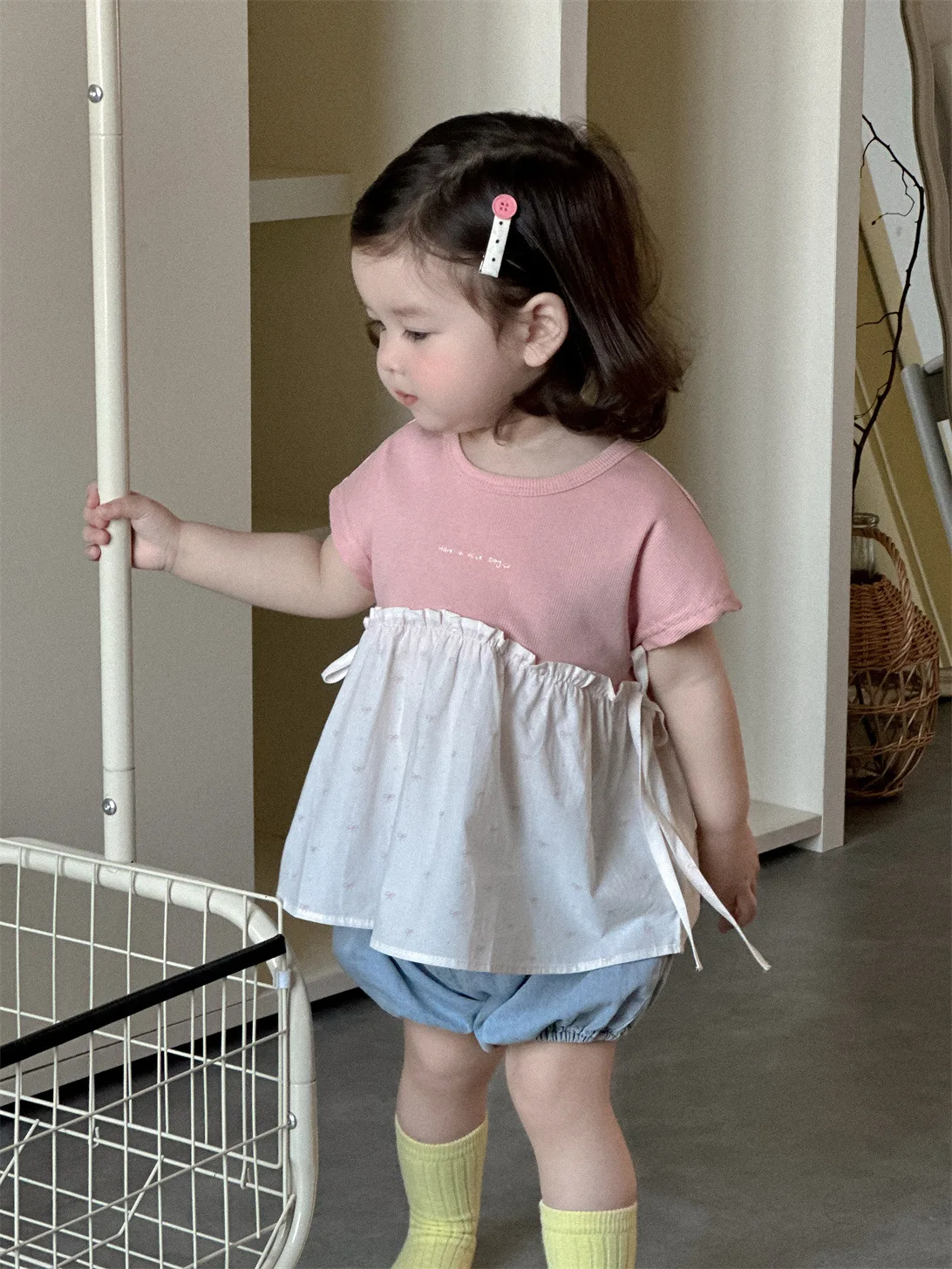 

2025 Summer New Baby Short Sleeve T Shirts Cotton Infant Girl Thin Patchwork Tee Toddler Loose Breathable Tops Baby Clothes