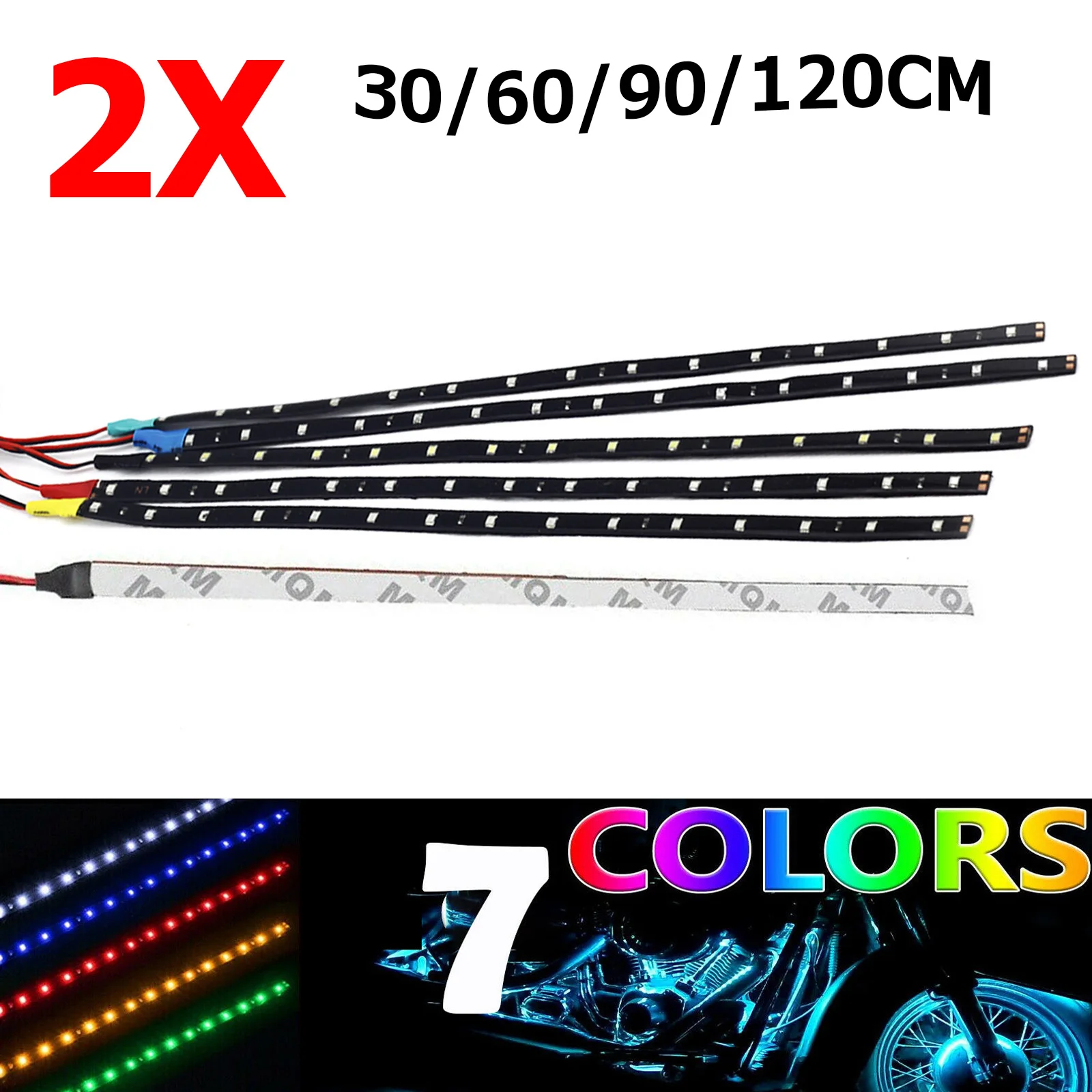 

2PCS 30/60/90/120cm Bendable LED Strip Strips Light Motorcycle Interior Auto Decorative Decoration Lights Car Daytime Headlight