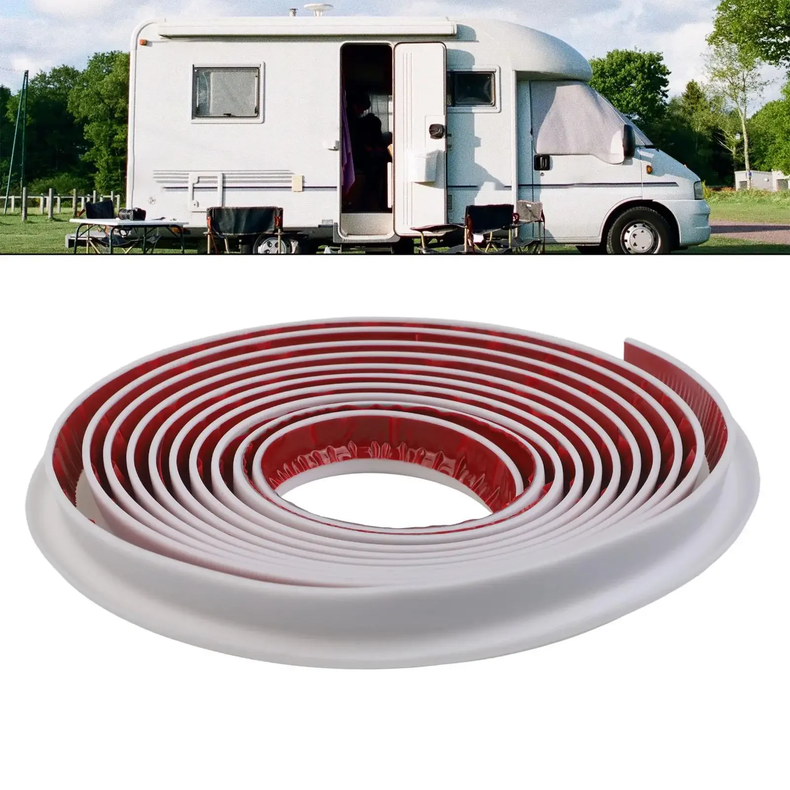 5M PVC Rain Gutter for RVs J Shape Drip Rail Roof Strip Designed to Channel Water Away from Vehicle Exterior Surfaces