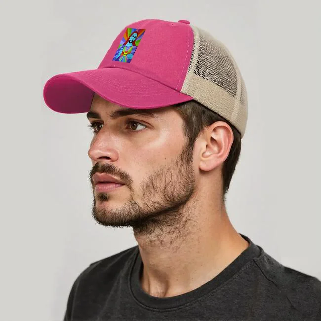 قبعة بيسبول شبكية مطبوعة من Jesus Avatar قابلة للتعديل، للرجال والنساء، هدية رياضية للسفر والتخييم والعطلات، باللون الأحمر الوردي #4