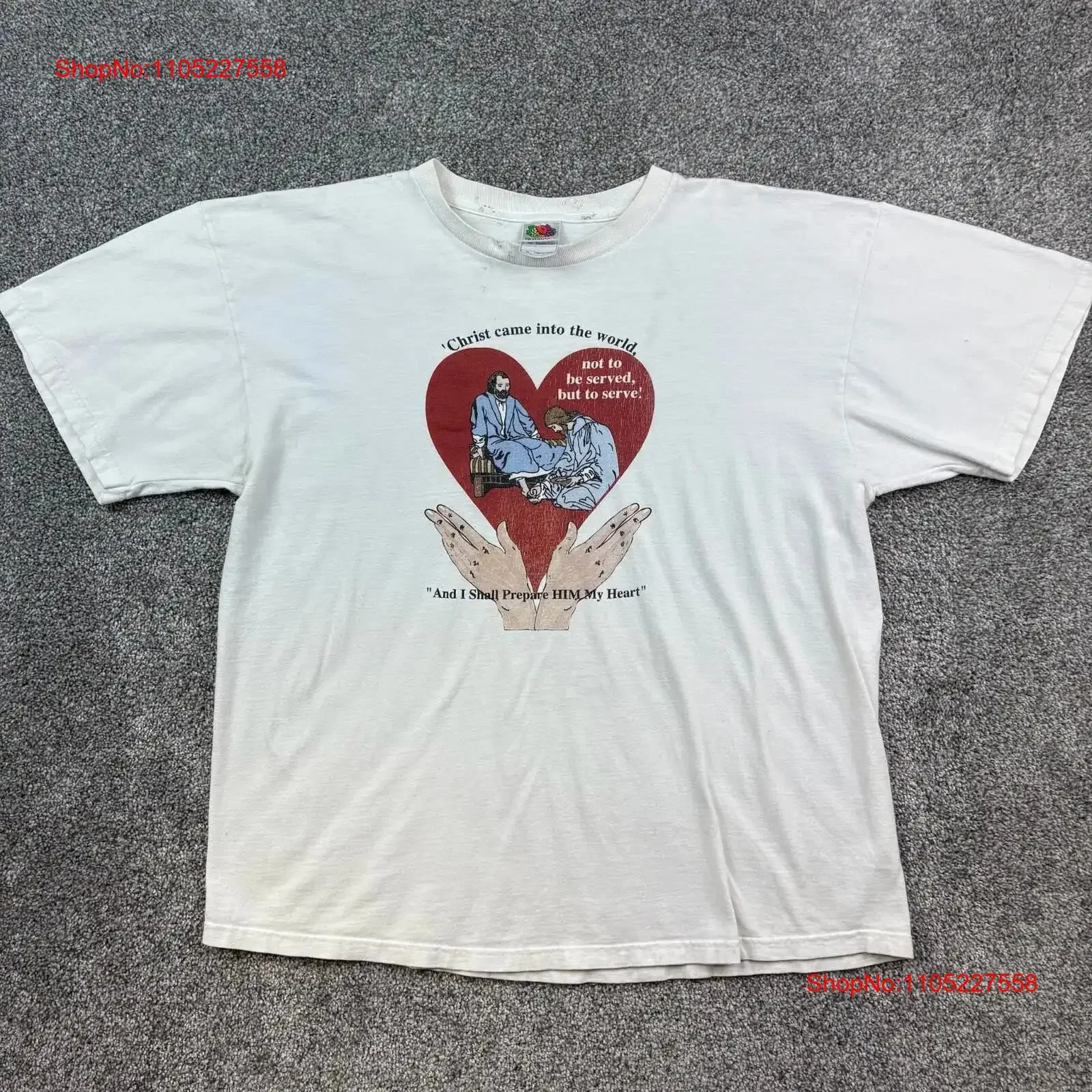 خمر يسوع تي شيرت رجالي XL الأبيض المسيح جاء لخدمة ولكن خدمة خمر غسلها تنفس أنيق